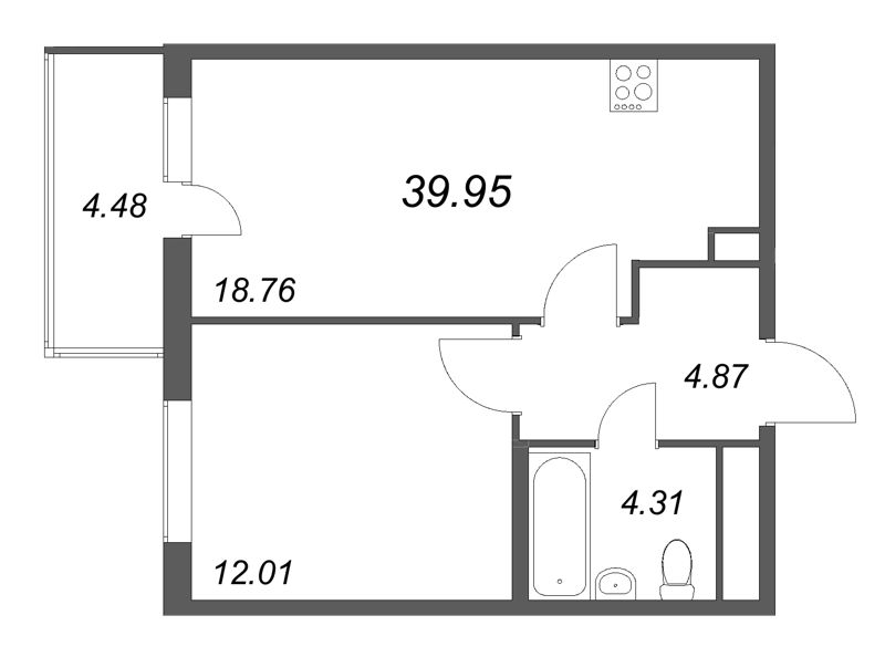 2 ккв (Евро) 40 м²