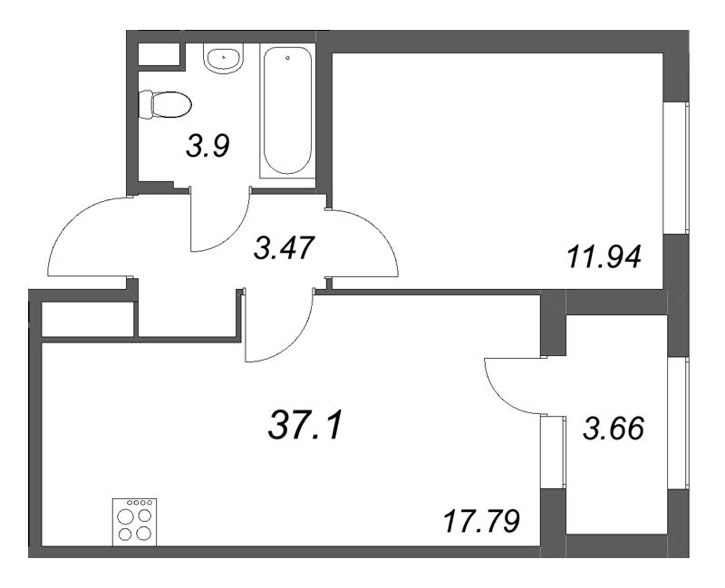 2 ккв (Евро) 37,1 м²