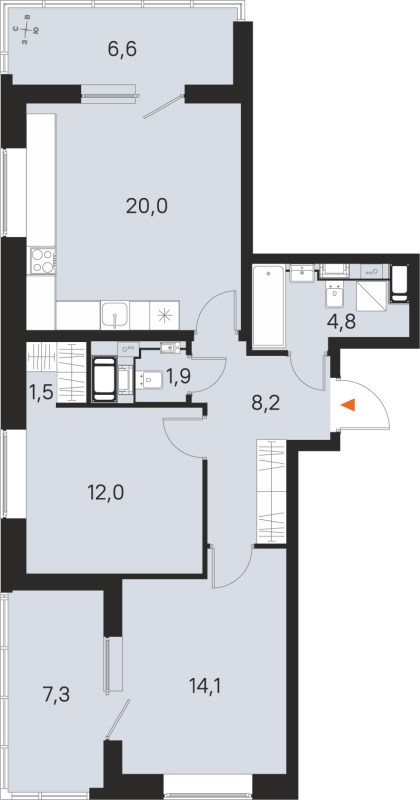 3 ккв (Евро) 62,5 м²