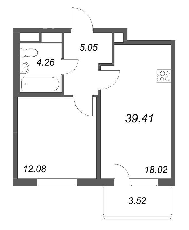 2 ккв (Евро) 39,4 м²
