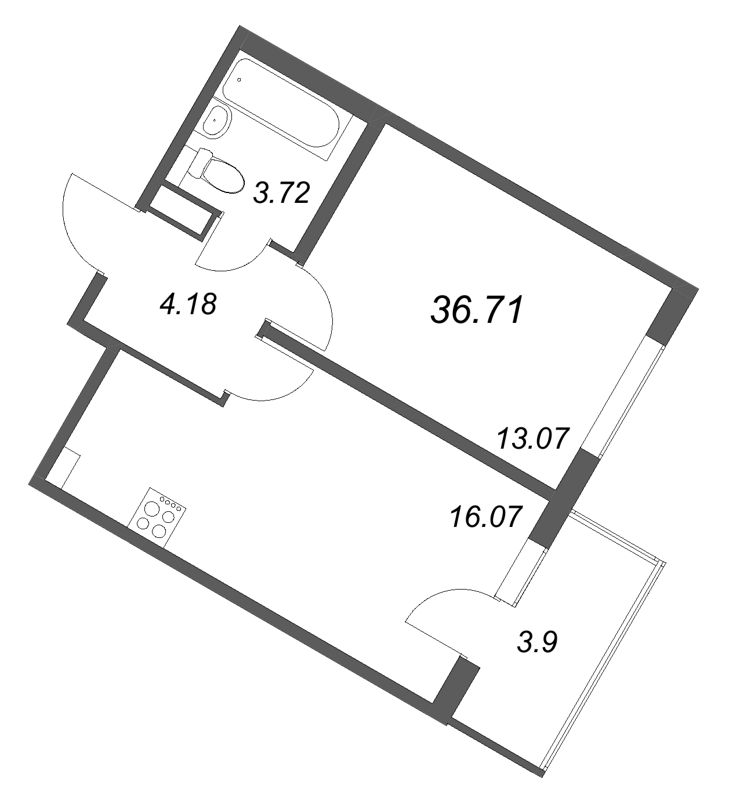 2 ккв (Евро) 36,7 м²