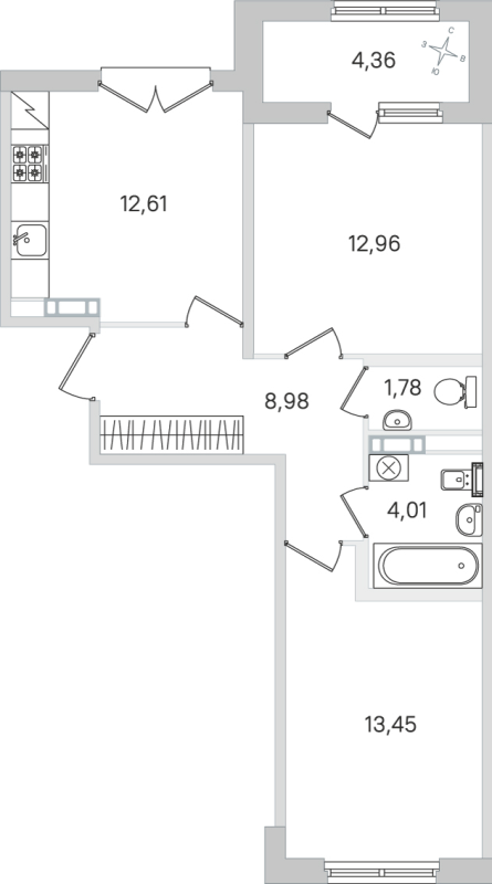 2 ккв 53,8 м²