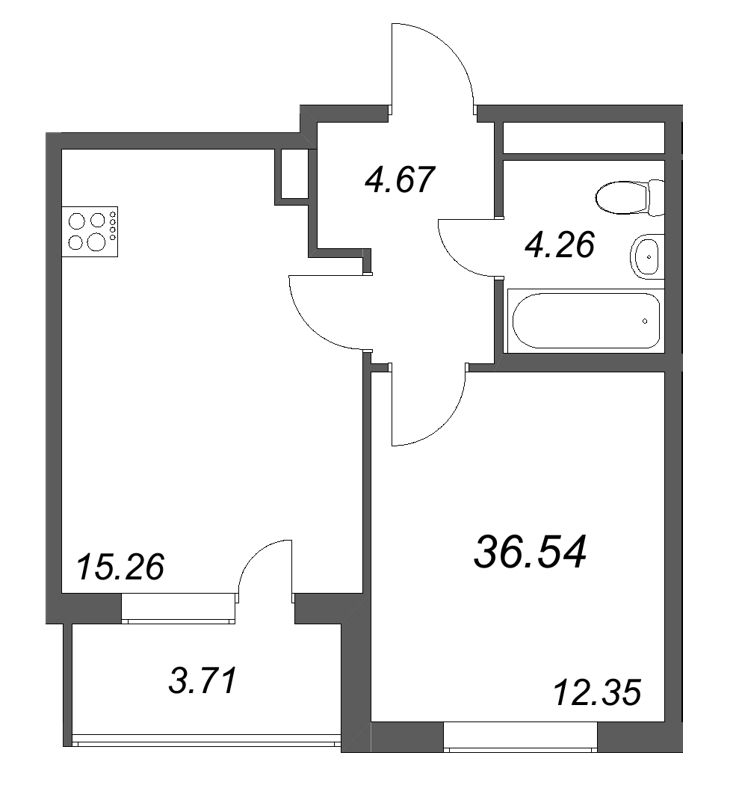 2 ккв (Евро) 36,5 м²