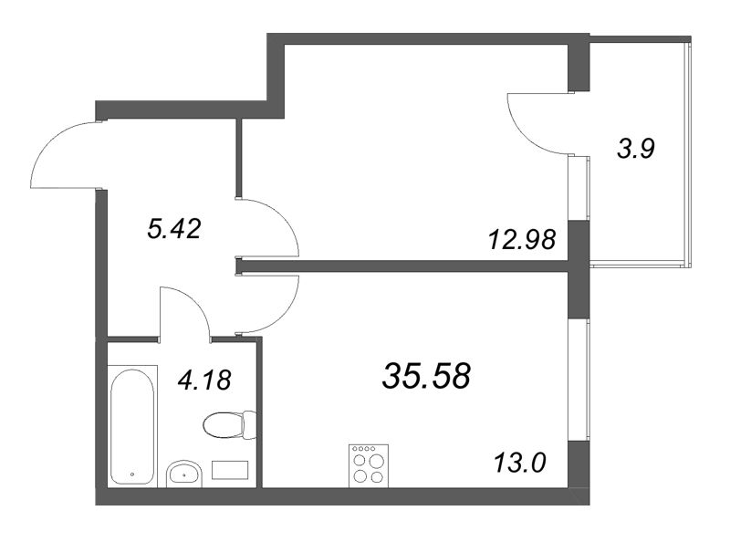 1 ккв 35,6 м²