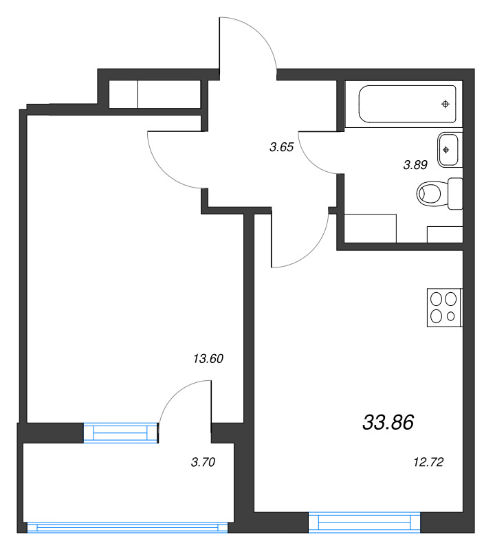 1 ккв 33,9 м²