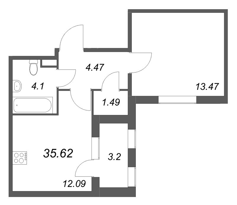 1 ккв 35,6 м²