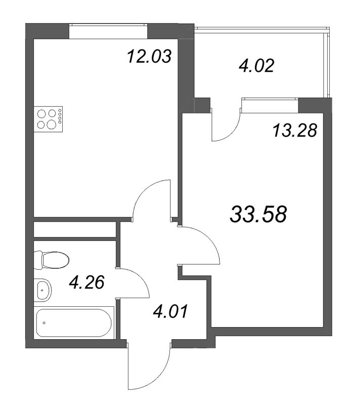 1 ккв 33,6 м²