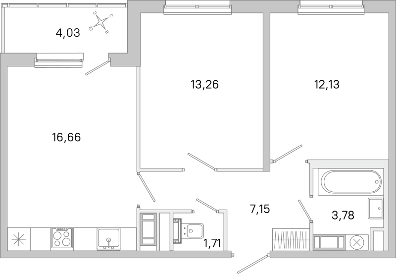 3 ккв (Евро) 54,7 м²