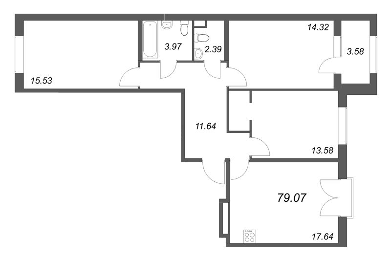 4 ккв (Евро) 79,1 м²