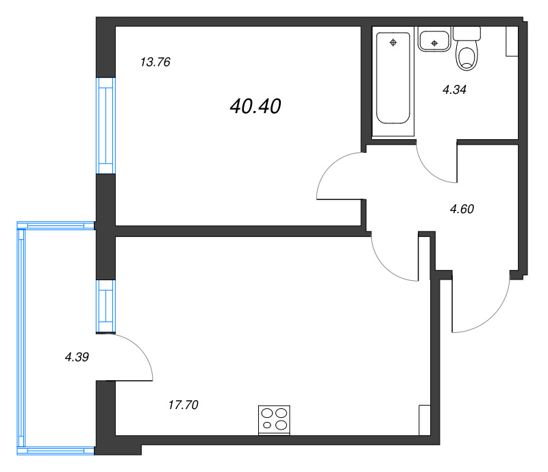 2 ккв (Евро) 40,4 м²