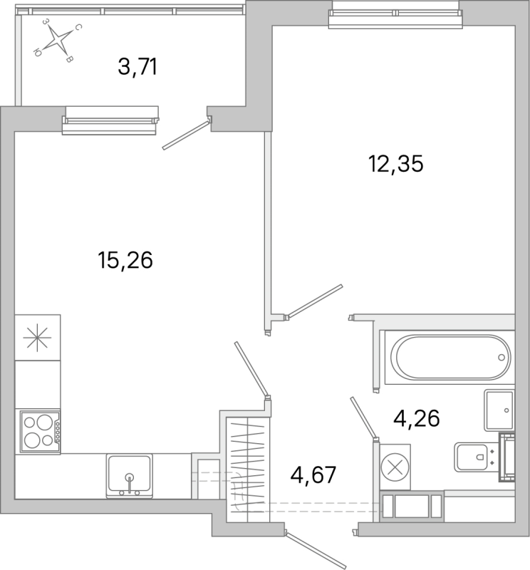 2 ккв (Евро) 36,5 м²