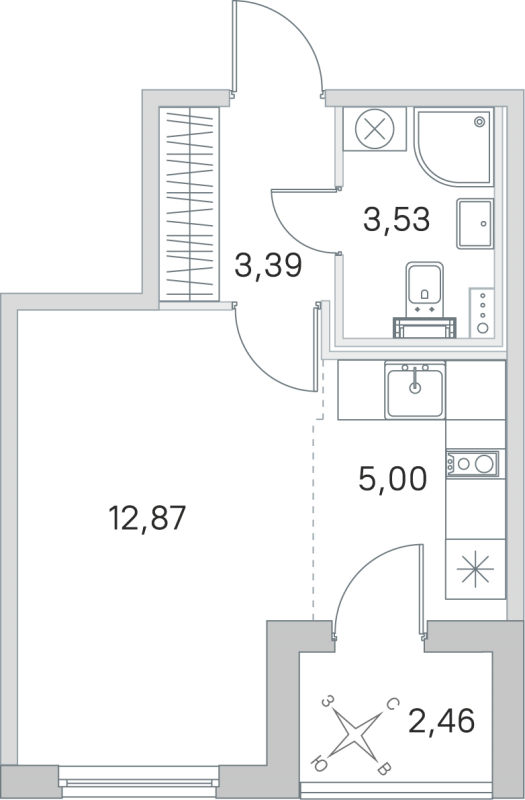 Студия 24,8 м²