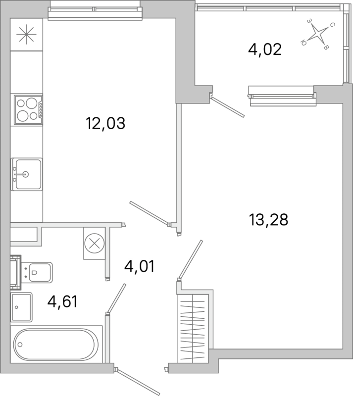 1 ккв 33,9 м²