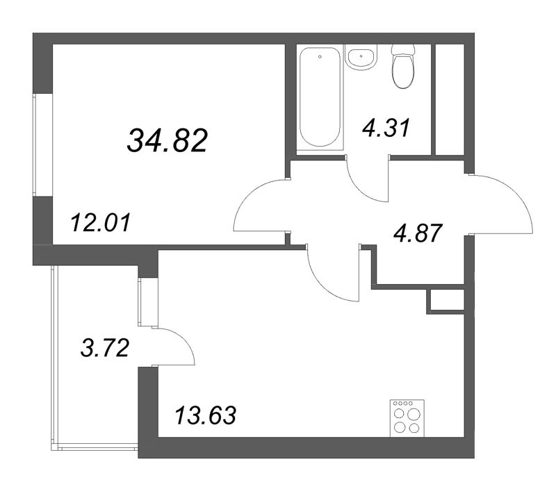 1 ккв 34,8 м²