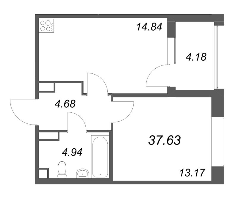1 ккв 37,6 м²