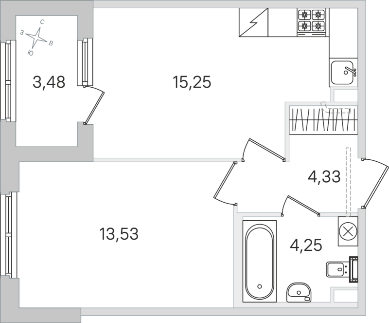 2 ккв (Евро) 37,4 м²