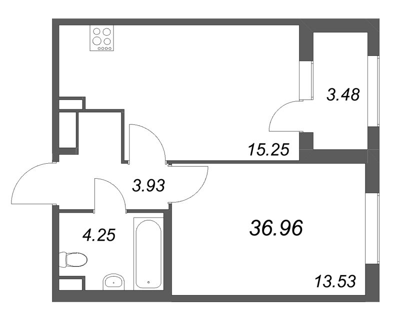 2 ккв (Евро) 37 м²