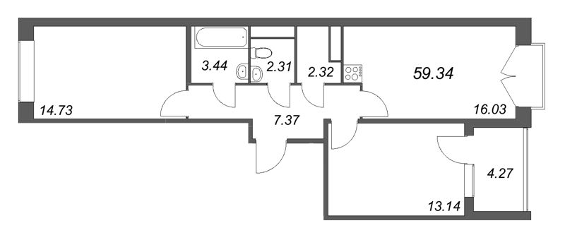 3 ккв (Евро) 59,3 м²