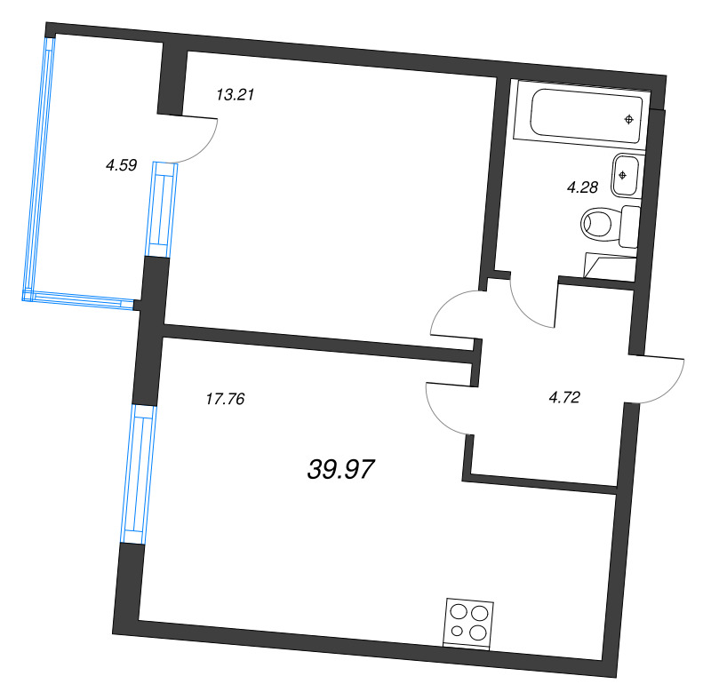2 ккв (Евро) 40 м²