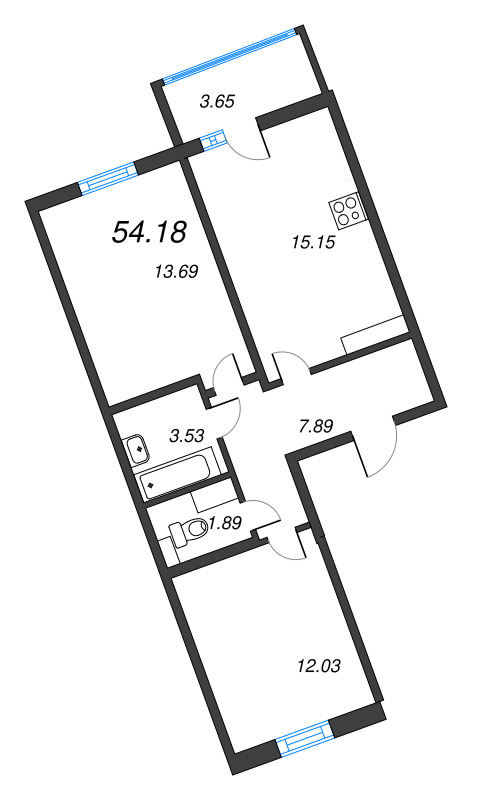 3 ккв (Евро) 54,2 м²