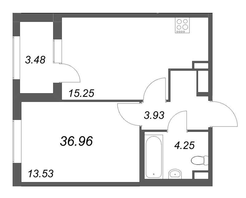 2 ккв (Евро) 37 м²