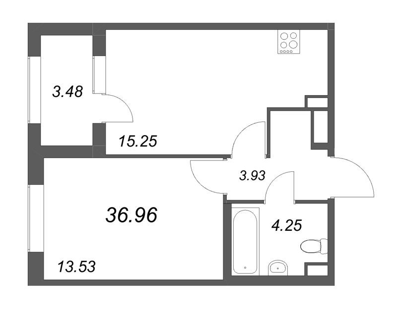 2 ккв (Евро) 37 м²