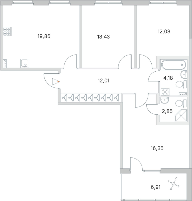 4 ккв (Евро) 80,7 м²