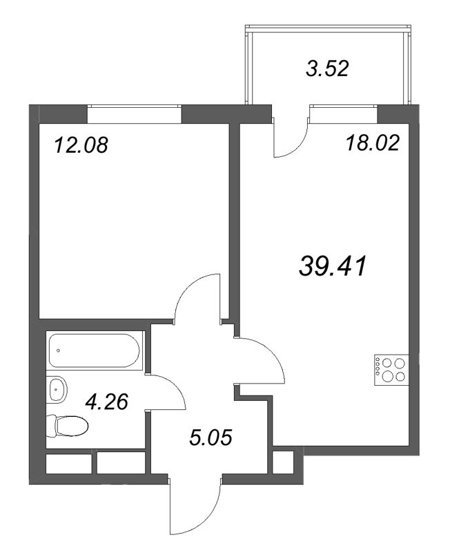 2 ккв (Евро) 39,4 м²