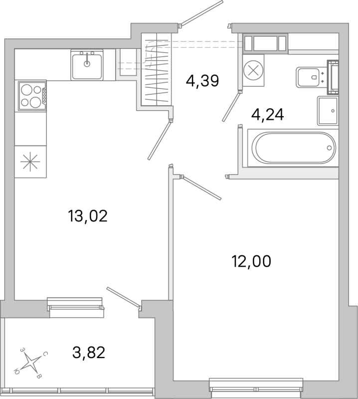 1 ккв 33,7 м²