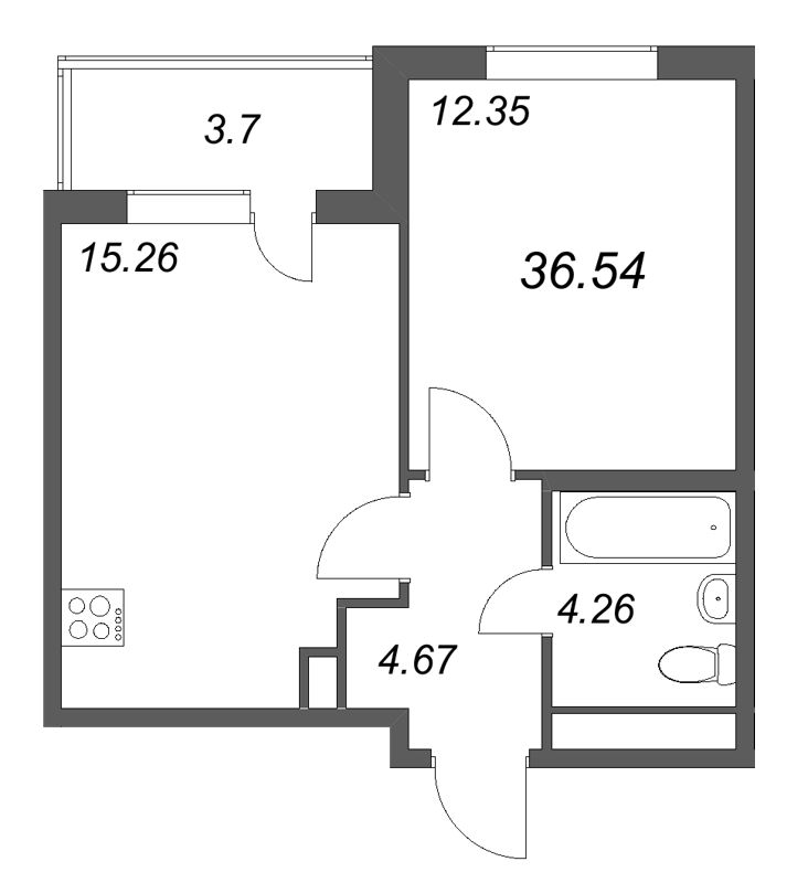2 ккв (Евро) 36,5 м²