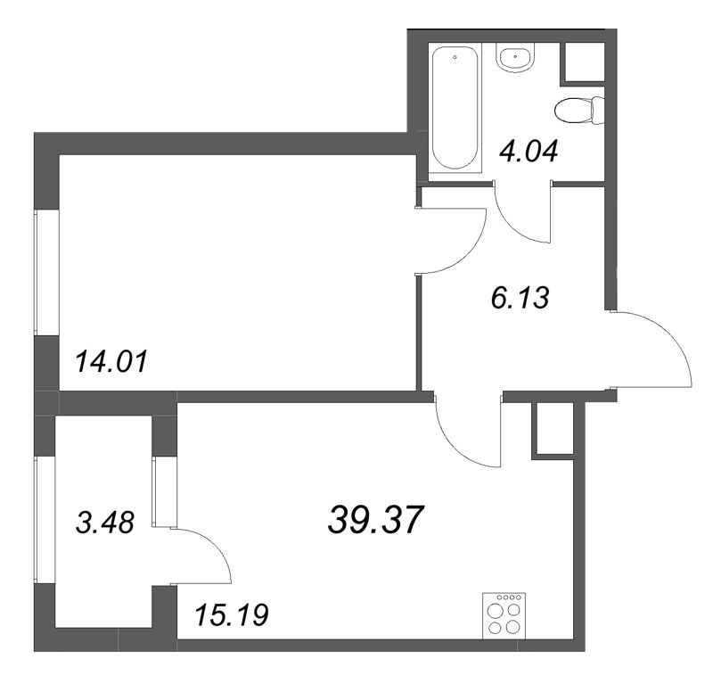 2 ккв (Евро) 39,4 м²