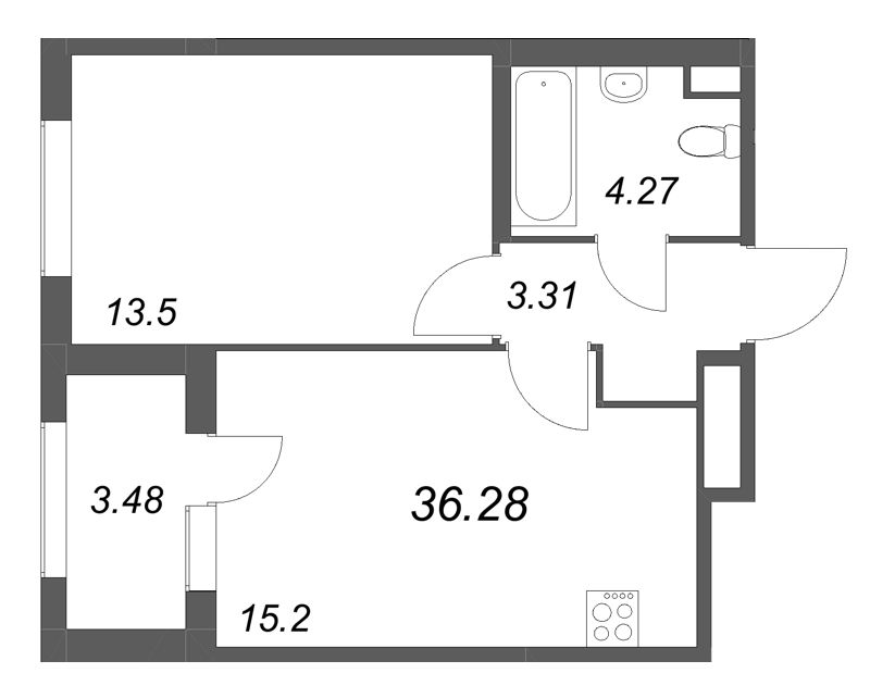 2 ккв (Евро) 36,3 м²