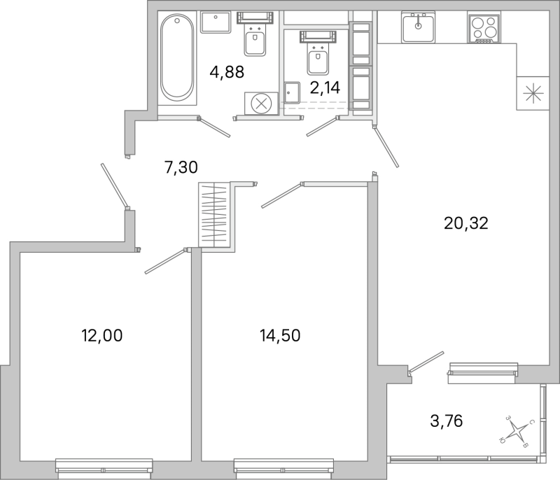 3 ккв (Евро) 61,1 м²
