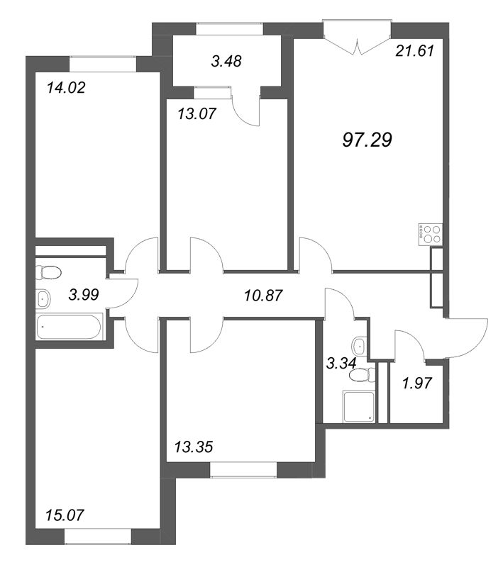 5 ккв (Евро) 97,3 м²