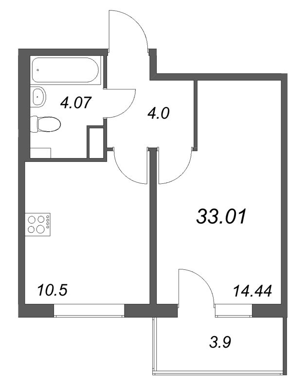 1 ккв 33 м²