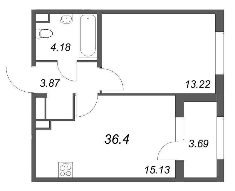 2 ккв (Евро) 36,4 м²