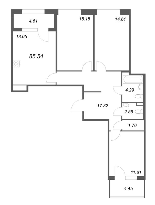 4 ккв (Евро) 85,5 м²