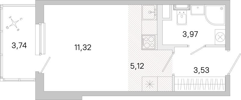 Студия 23,9 м²