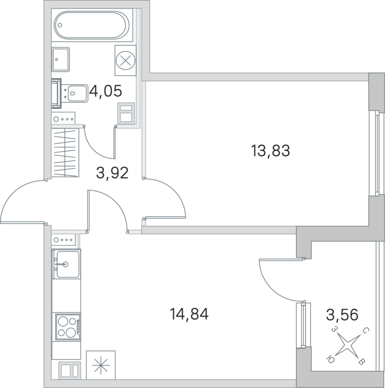1 ккв 36,6 м²