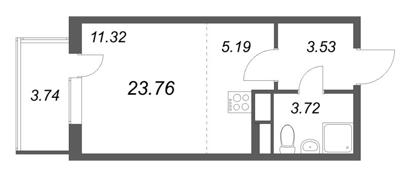 Студия 23,8 м²