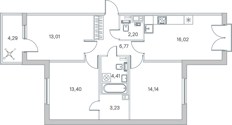 4 ккв (Евро) 73,2 м²