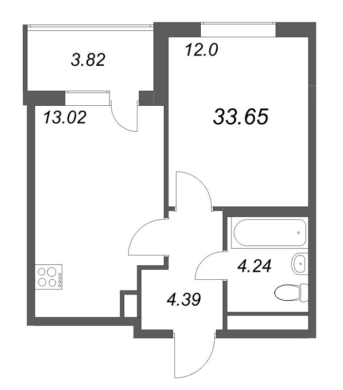 1 ккв 33,7 м²