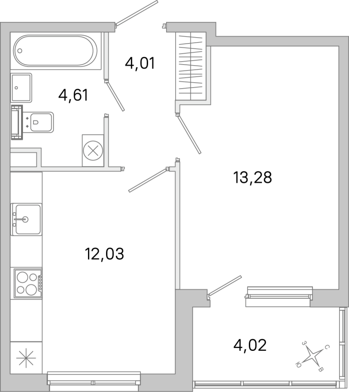 1 ккв 33,9 м²