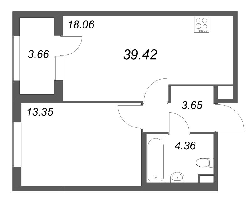 2 ккв (Евро) 39,4 м²