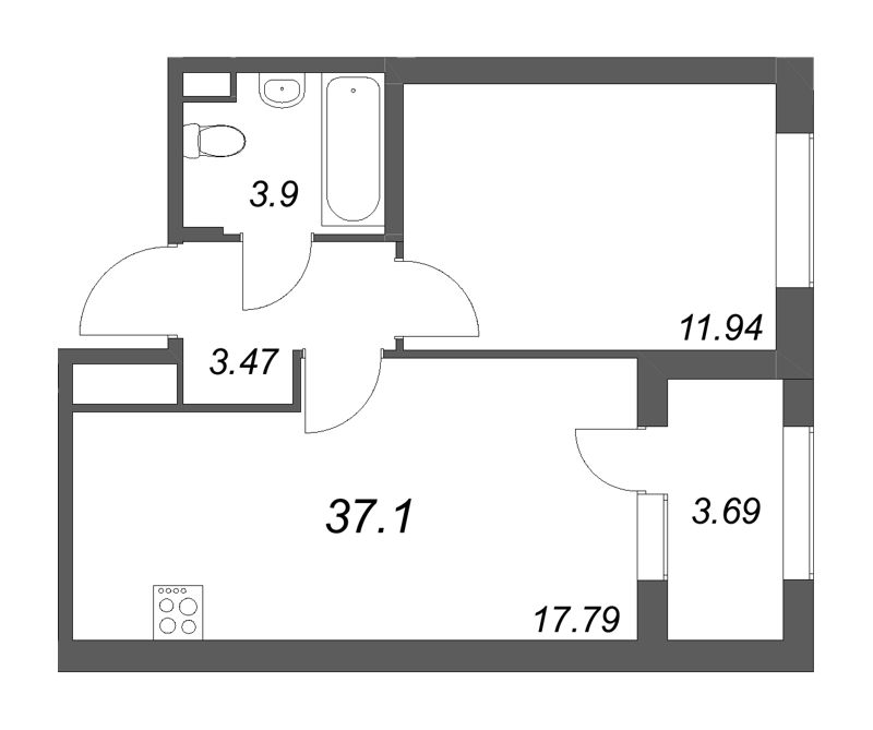 2 ккв (Евро) 37,1 м²