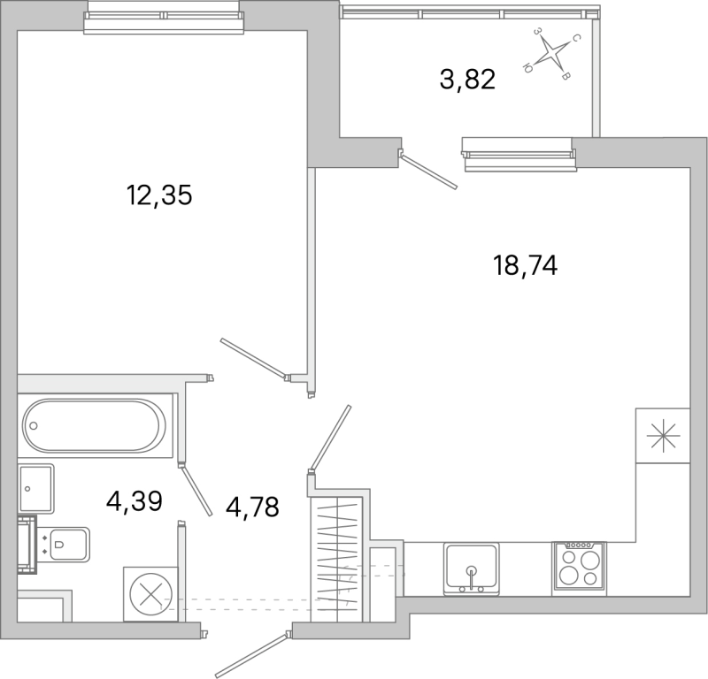 2 ккв (Евро) 40,3 м²