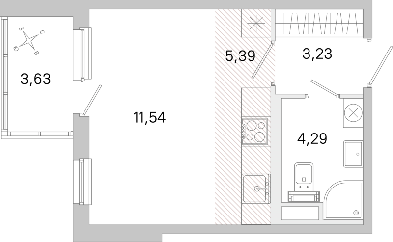 Студия 24,5 м²