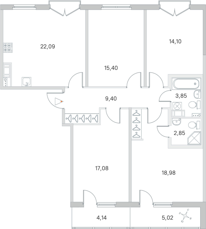 5 ккв (Евро) 103,8 м²