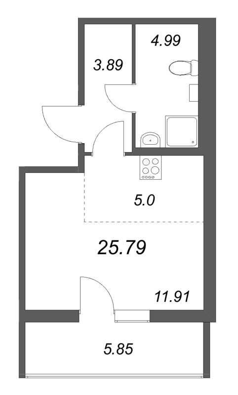 Студия 25,8 м²
