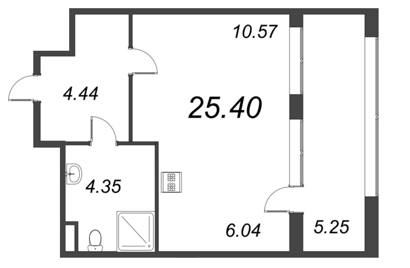 Студия 25,4 м²